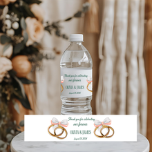 Load image into Gallery viewer, Pink and White Bow Wedding Water Bottle Label