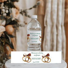 Load image into Gallery viewer, Ring and Bow Wedding Water Bottle Label