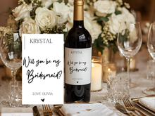 Load image into Gallery viewer, Maid of Honor Wine Bottle Label/ Bridesmaid Wine Bottle Label