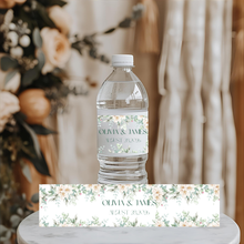 Load image into Gallery viewer, Green Floral Wedding Water Bottle Label