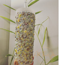 Load image into Gallery viewer, Spring Inspired Bling Tumbler, Handmade Tumbler, Cute Rhinestone Tumbler, Bling Tumbler