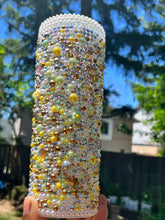 Load image into Gallery viewer, Spring Inspired Bling Tumbler, Handmade Tumbler, Cute Rhinestone Tumbler, Bling Tumbler