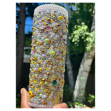 Load image into Gallery viewer, Spring Inspired Bling Tumbler, Handmade Tumbler, Cute Rhinestone Tumbler, Bling Tumbler