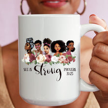 Load image into Gallery viewer, She Is Strong Coffee Mug, Inspirational Quote Mug, Faith Mug, Gift For Her