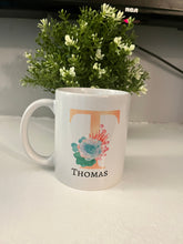 Load image into Gallery viewer, Personalised Floral Letter Mugs, Monogram Mugs, Teacher Gift, Mothers Day Gift, Gift For Her, Birthday Gift