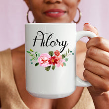 Load image into Gallery viewer, Personalised Name Mug, Floral Monogram Mug, Coffee Mug, Bridal Gift
