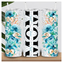 Load image into Gallery viewer, Personalised Mom Tumbler, Mom Tumbler With Kids Names, Mother’s Day Gift, Blue floral Mom Tumbler