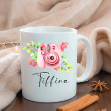 Load image into Gallery viewer, Personalised Name Mug | Camera Mug | Floral Mug | Birthday Gift