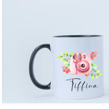 Load image into Gallery viewer, Personalised Name Mug | Camera Mug | Floral Mug | Birthday Gift