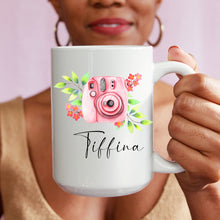 Load image into Gallery viewer, Personalised Name Mug | Camera Mug | Floral Mug | Birthday Gift