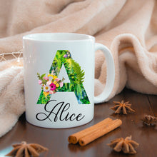 Load image into Gallery viewer, Personalised Floral Letter A Mug | Floral Letter Mug | Name Mug | Initial Mug | Birthday Gift