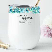Load image into Gallery viewer, Personalised initial Name Wine Tumbler, Personalised Wedding Party Gift, Maid Of Honor