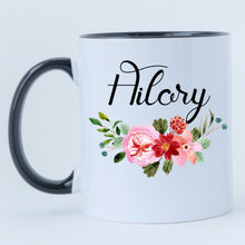 Load image into Gallery viewer, Personalised Name Mug, Floral Monogram Mug, Coffee Mug, Bridal Gift