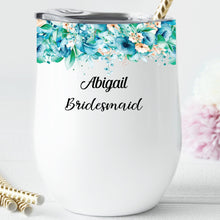 Load image into Gallery viewer, Personalised initial Name Wine Tumbler, Personalised Wedding Party Gift, Maid Of Honor