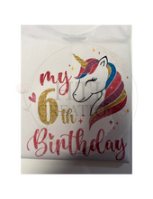 Load image into Gallery viewer, Girls Unicorn Birthday T-Shirt