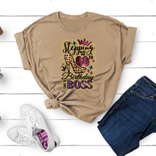 Load image into Gallery viewer, Personalize Birthday Boss Glitter Heel T-Shirt