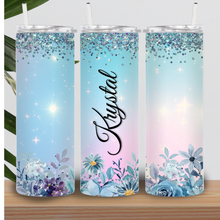 Load image into Gallery viewer, Blue Floral Personalized Tumbler