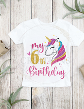 Load image into Gallery viewer, Girls Unicorn Birthday T-Shirt