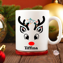 Load image into Gallery viewer, Personalized Reindeer With Christmas Lights Mug
