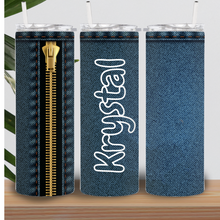 Load image into Gallery viewer, Personalized Denim With Zipper Tumbler