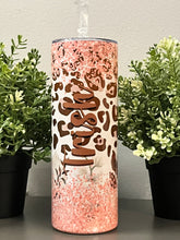 Load image into Gallery viewer, Leopard Print Tumbler, Pink Floral Tumbler, 20oz Tumbler