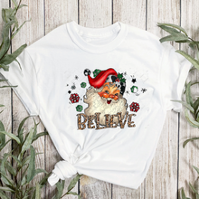 Load image into Gallery viewer, Leopard Print “Believe “ Christmas T-Shirt