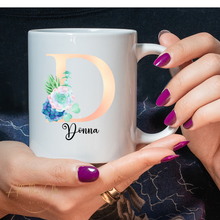 Load image into Gallery viewer, Personalized Floral Monogram Mugs