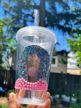 Load image into Gallery viewer, Bling Afro Girl Popping Gum Tumbler