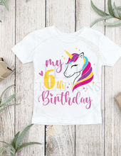Load image into Gallery viewer, Girls Unicorn Birthday T-Shirt
