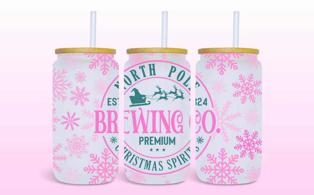 Pink North Pole Brewing Glass Tumbler