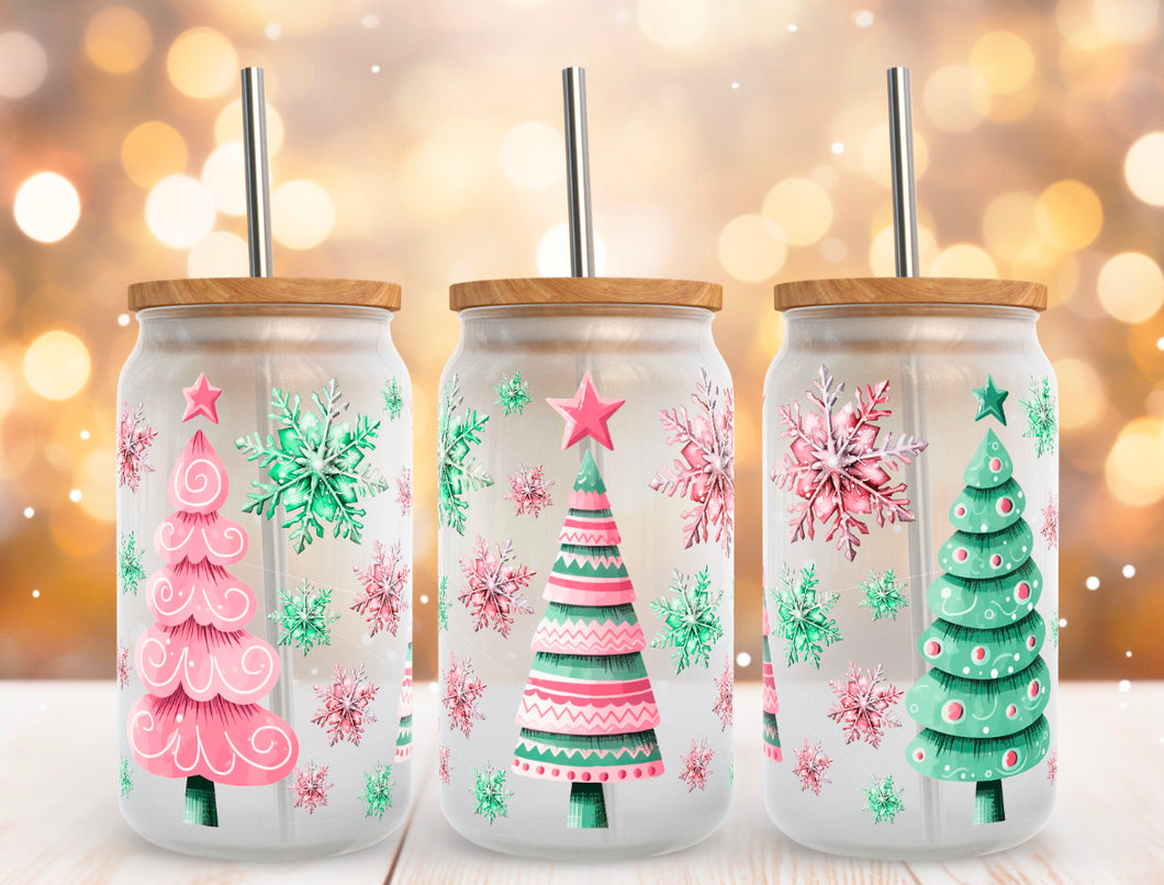 Cute Christmas Tree Glass Tumbler