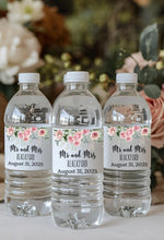 Load image into Gallery viewer, Pink Floral Wedding Water Bottle Labels
