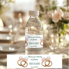 Load image into Gallery viewer, Pink and White Bow Wedding Water Bottle Label
