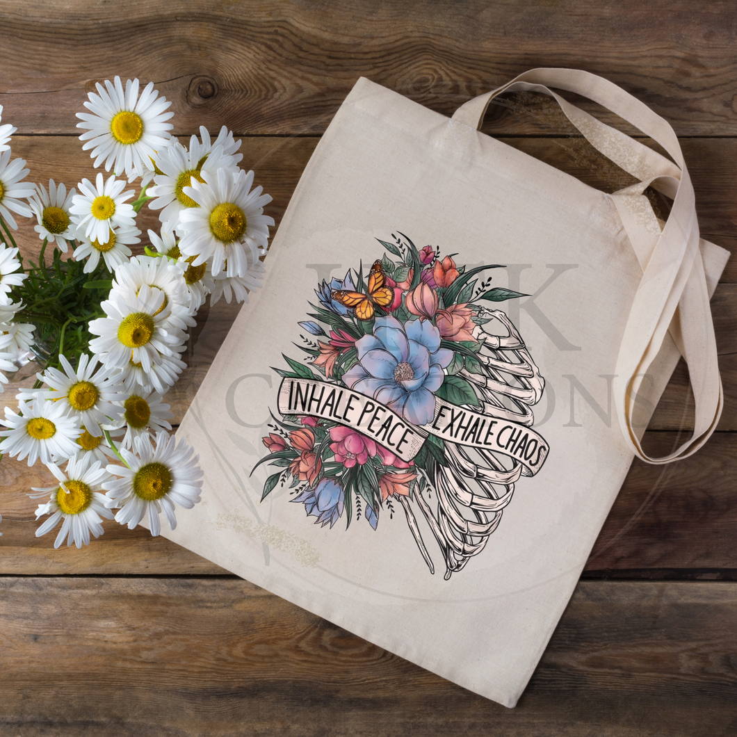 Inhale Peace Exhale Chaos Tote Bag