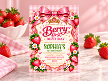 Load image into Gallery viewer, Berry First Birthday Invitation
