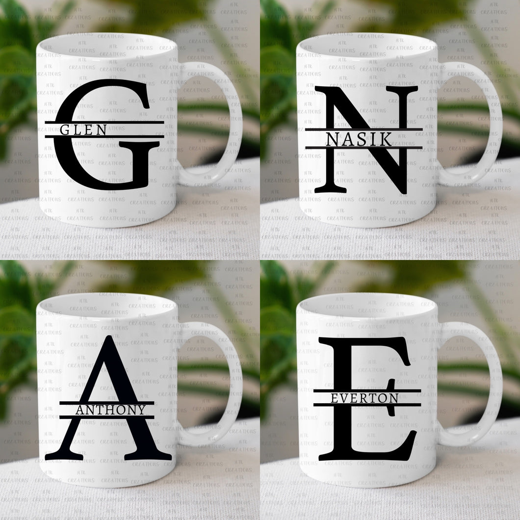 Personalized Split Monogram Mugs