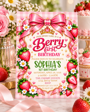 Load image into Gallery viewer, Berry First Birthday Invitation
