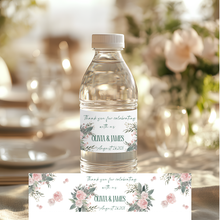 Load image into Gallery viewer, Pink and Green Floral Wedding Water Bottle Label

