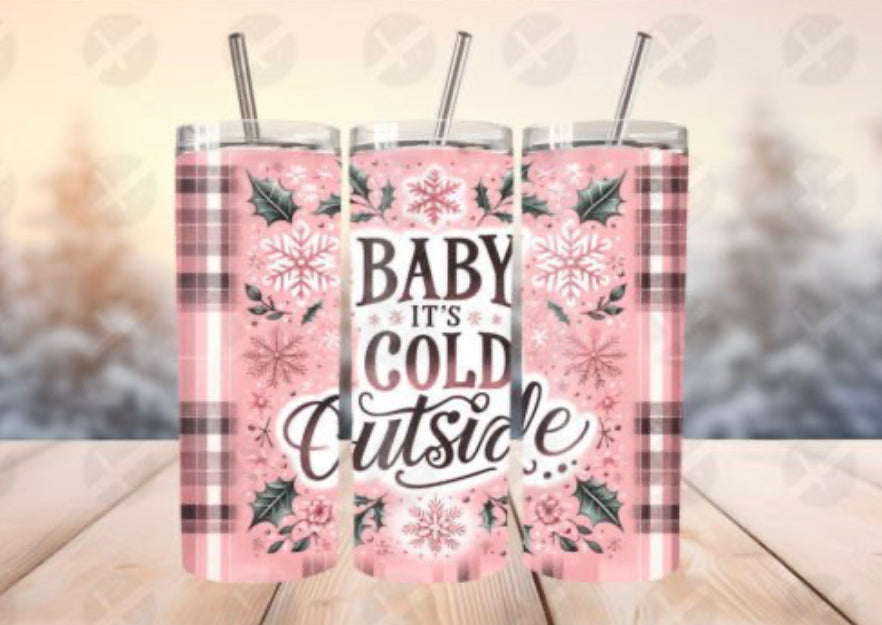 Pink Plaid Baby It’s Cold Outside Tumbler