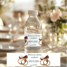 Load image into Gallery viewer, Ring and Bow Wedding Water Bottle Label
