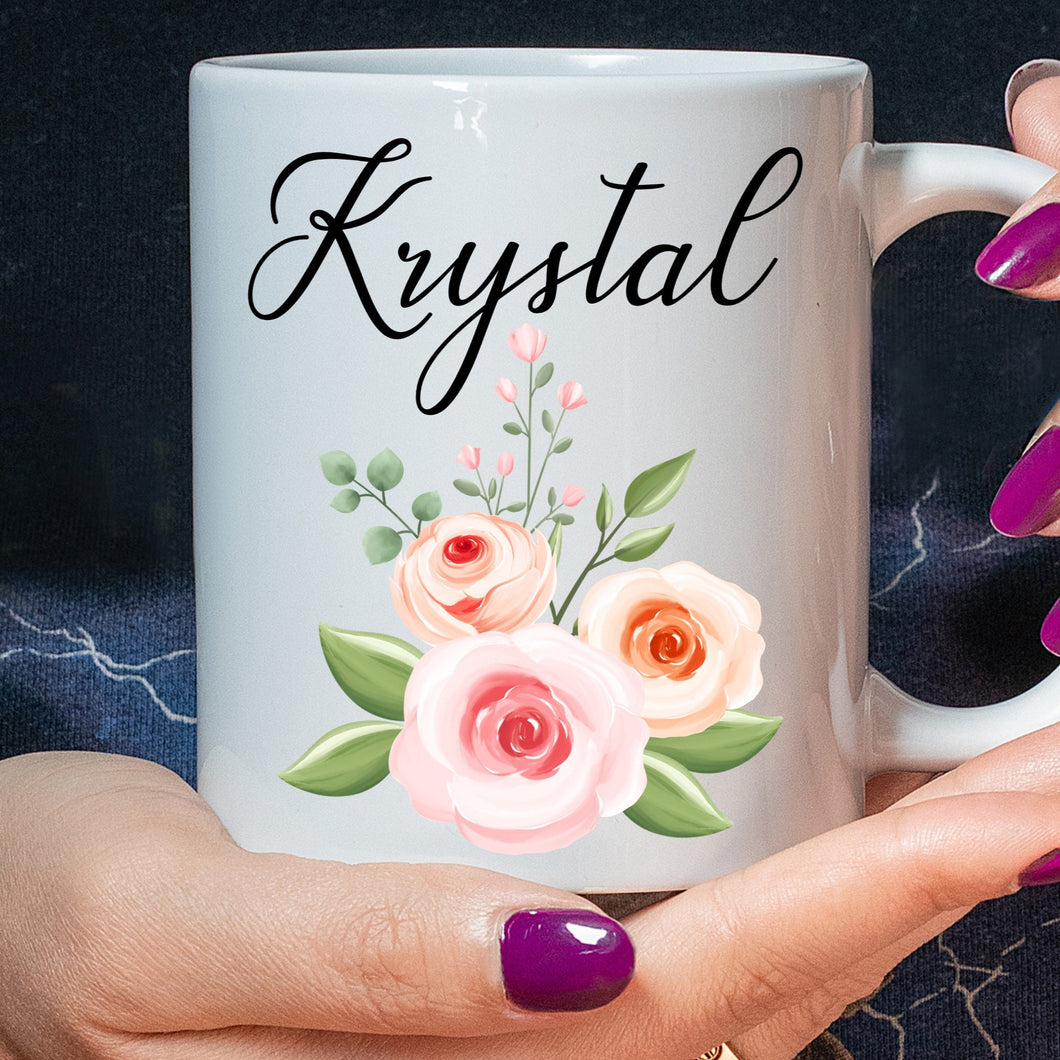 Personalised Name Mug / Bridal Party Gift / Name Mug / Coffee Mug / Floral Name Mug